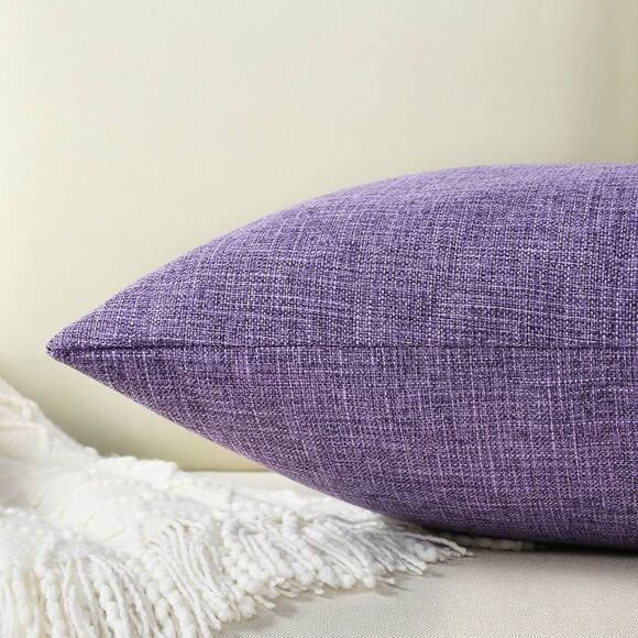 Set of 2 FUTEI Lavender Linen Decorative Throw Pillow Covers 18x18 - Picture 5 of 9